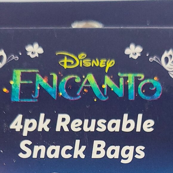 2022 DISNEY ENCANTO ORIGINAL WASHABLE 4 PACK REUSABLE SNACK BAGS ASSORTED SIZES - Picture 2 of 7